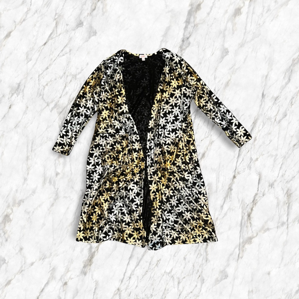 LulaRoe Floral Robe | Gold & Silver Robe | X-Large